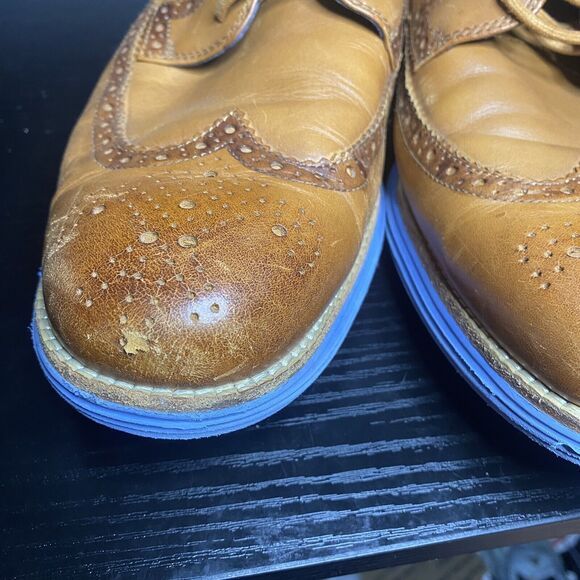 Cole Haan Tan and Blue Oxfords - Picture 3 of 11